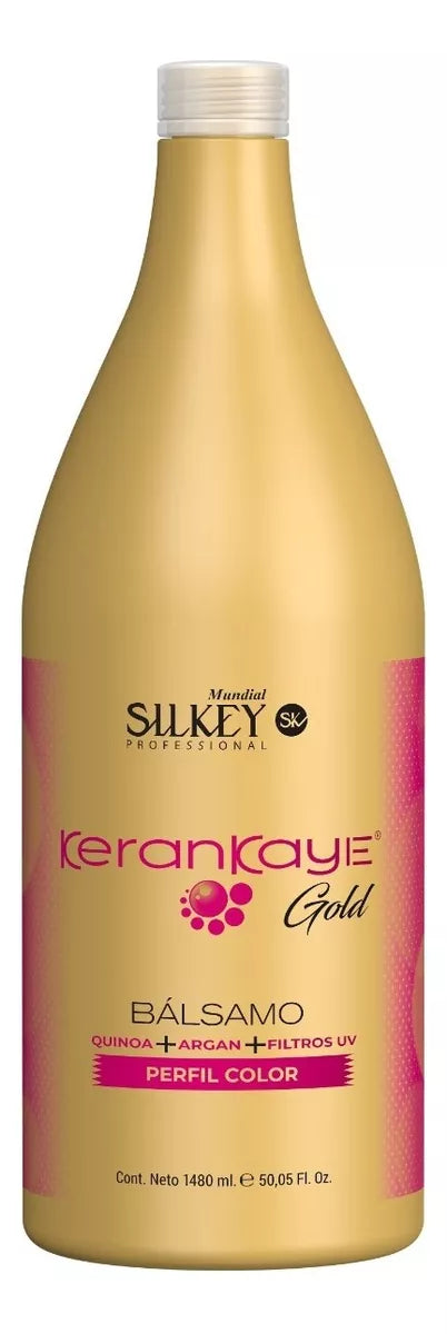 Pack Shampoo 1.480 ml + Bálsamo 1.480 ml Kerankaye Gold de Silkey para cabello tinturado