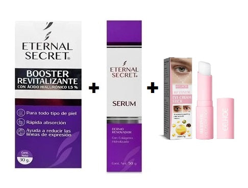 Booster Revitalizante Eternal Secret + Serum Eternal Secret + Retinol Eye Cream Stick
