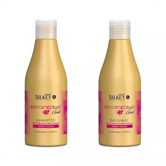 Pack Shampoo 350 ml + Bálsamo 350 ml Kerankaye Gold de Silkey para cabello tinturado